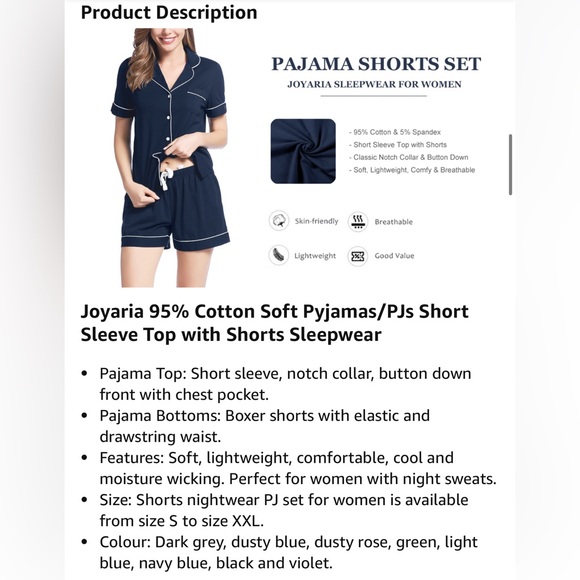 NWT Pajamas/PJs Shorts Set Women Short Sleeve Button Down Soft Sleepwear/Medium - Picture 6 of 9